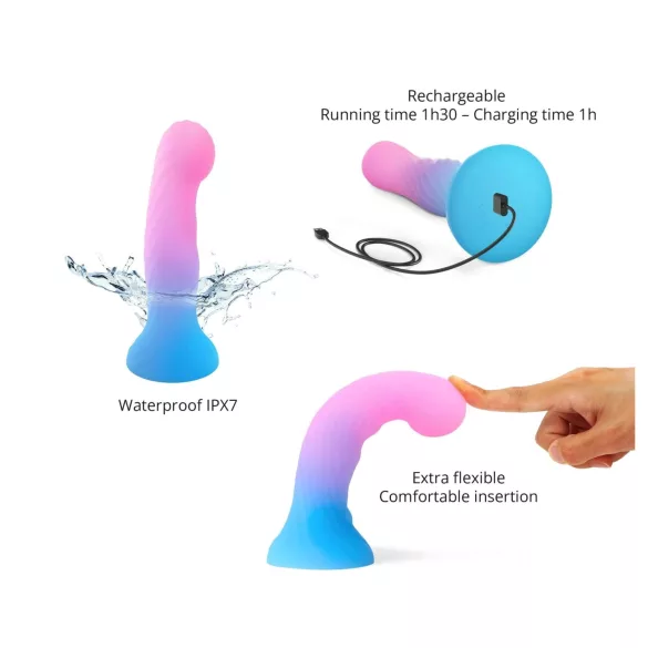 Love to Love Candy Loop - consolador de silicona con luz LED (rosa y azul) - 16,9 cm
