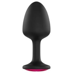 Plug anal negro con piedra rosa