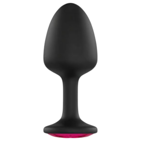 Plug anal negro con piedra rosa