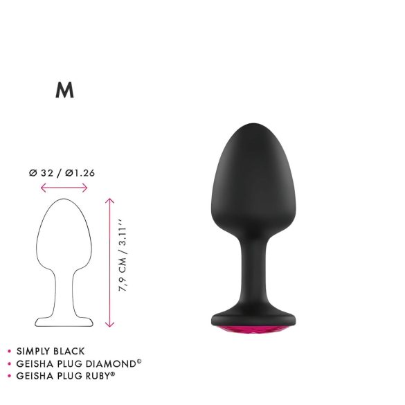 Dorcel - plug anal con gema rosa - silicona negra - tamaño M