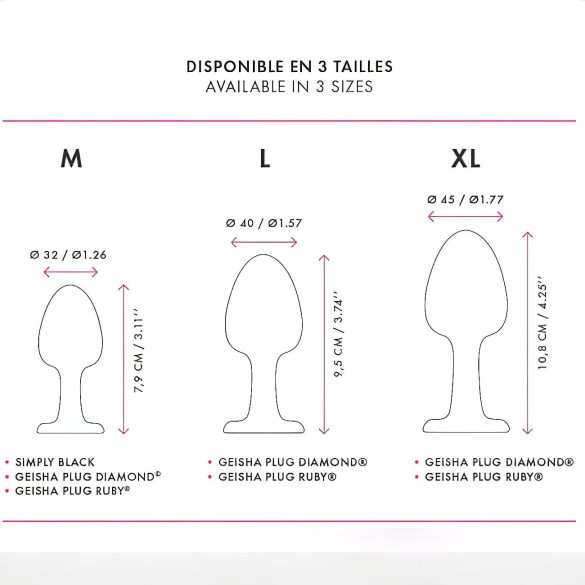 Dorcel - plug anal con gema rosa - silicona negra - tamaño M