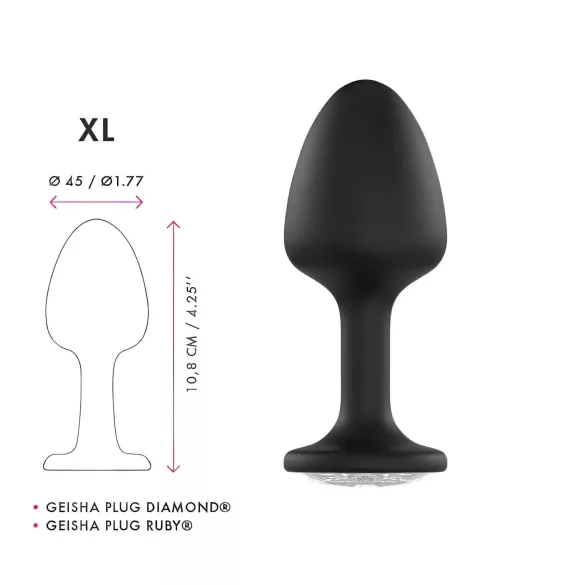 Dorcel Geisha Plugin Diamond XL - plug anal piedra blanca (negro)