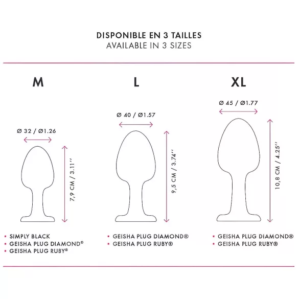Dorcel Geisha Plugin Diamond XL - plug anal piedra blanca (negro)
