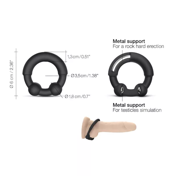 Dorcel Stronger Ring - anillo para pene con inserto metálico - silicona negra