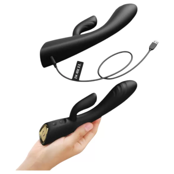 Dorcel Flexi Rabbit - vibrador calentador con estimulador (negro)