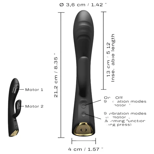 Dorcel Flexi Rabbit - vibrador calentador con estimulador (negro)
