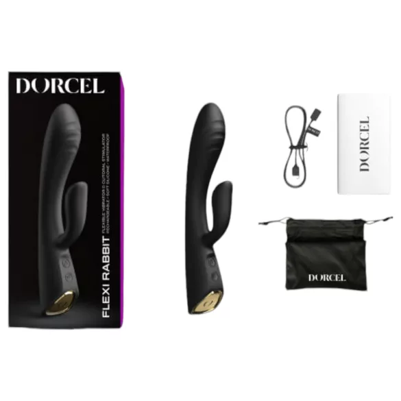 Dorcel Flexi Rabbit - vibrador calentador con estimulador (negro)