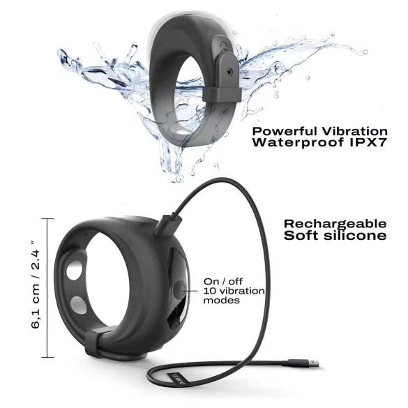 Dorcel - anillo pene ajustable con vibración (negro)