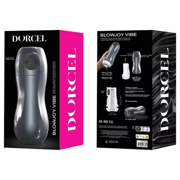 Dorcel Blowjoy Vibe - masturbador recargable con succión y vibración (gris)