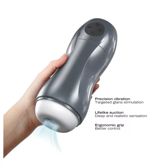 Dorcel Blowjoy Vibe - masturbador recargable con succión y vibración (gris)