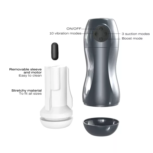 Dorcel Blowjoy Vibe - masturbador recargable con succión y vibración (gris)