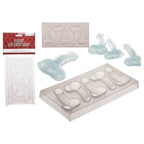 Molde transparente para hielos con forma de pene