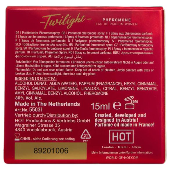 HOT Twilight - perfume con feromonas para mujer - aroma agradable - 15 ml