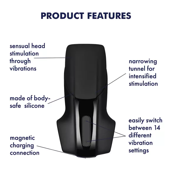 Satisfyer Men Vibration - masturbador vibrador recargable para glande - negro