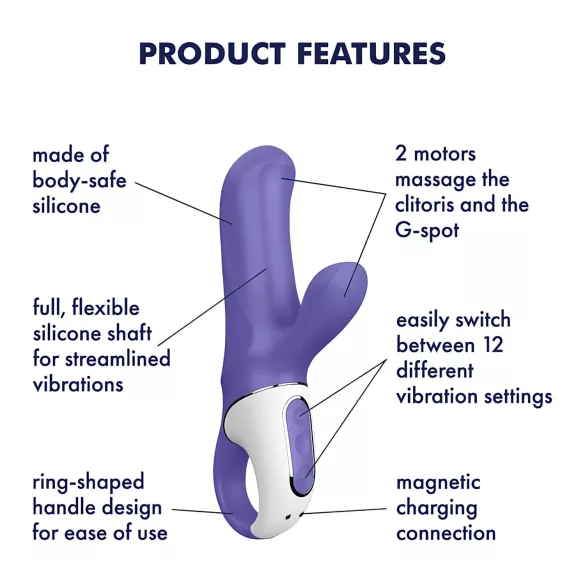 Satisfyer Magic Bunny - vibrador impermeable con brazo para el clítoris (lila)