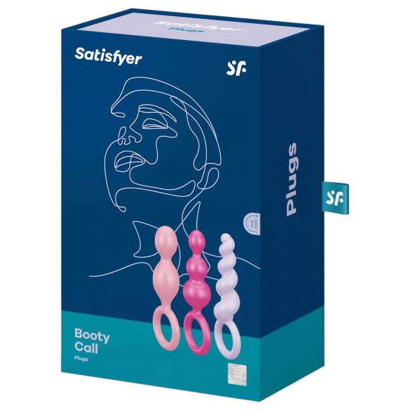 Satisfyer Booty Call - set de plug anal - silicona colorida - 3 piezas