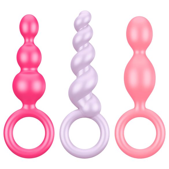 Satisfyer Booty Call - set de plug anal - silicona colorida - 3 piezas