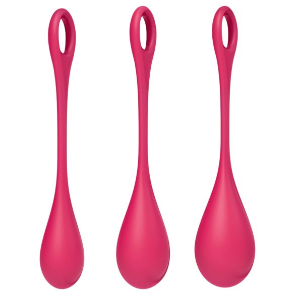 Satisfyer Yoni Power 1 - bolas chinas - set 3 piezas - silicona roja
