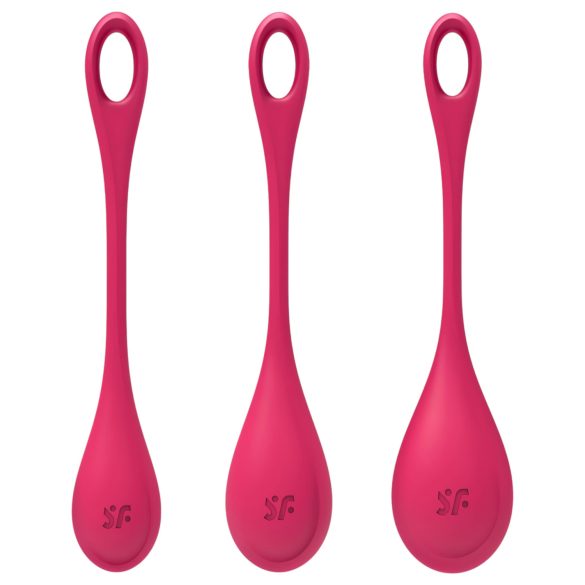 Satisfyer Yoni Power 1 - bolas chinas - set 3 piezas - silicona roja