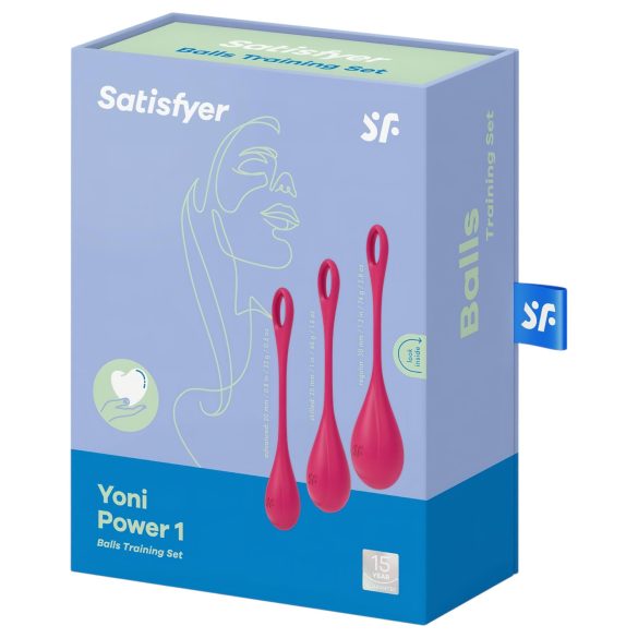 Satisfyer Yoni Power 1 - bolas chinas - set 3 piezas - silicona roja