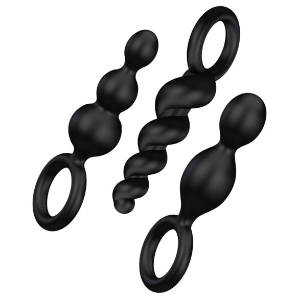Satisfyer Booty Call - set de plugs anales - negro (3 piezas)