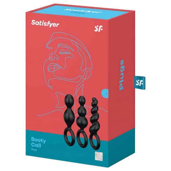 Satisfyer - set de plugs anales - silicona negra - 3 piezas
