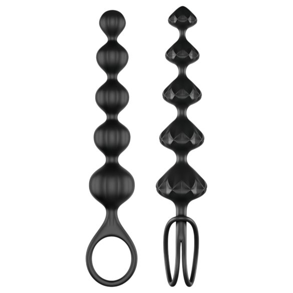 Satisfyer Love Beads - set de bolas anales texturizadas - silicona negra