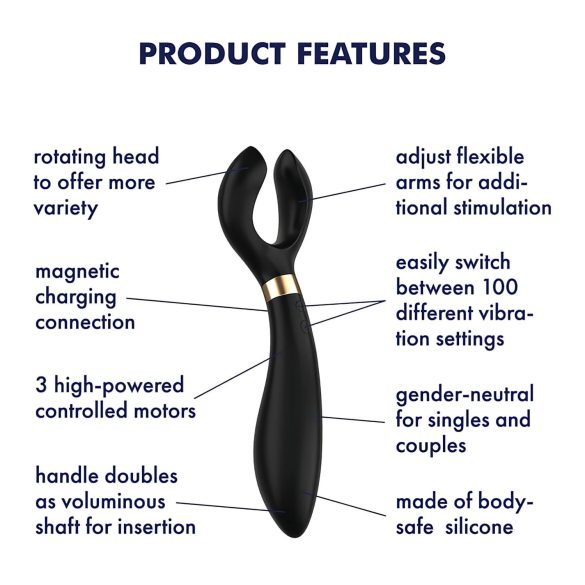 Satisfyer Endless Fun - vibrador para parejas recargable impermeable negro