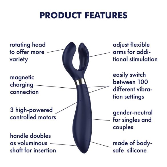 Satisfyer Endless Fun - vibrador para parejas recargable impermeable azul