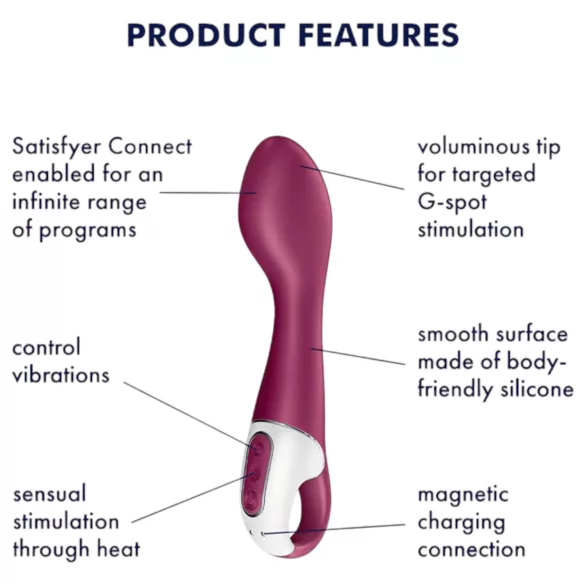 Satisfyer Hot Spot - vibrador punto G recargable con calor - silicona roja