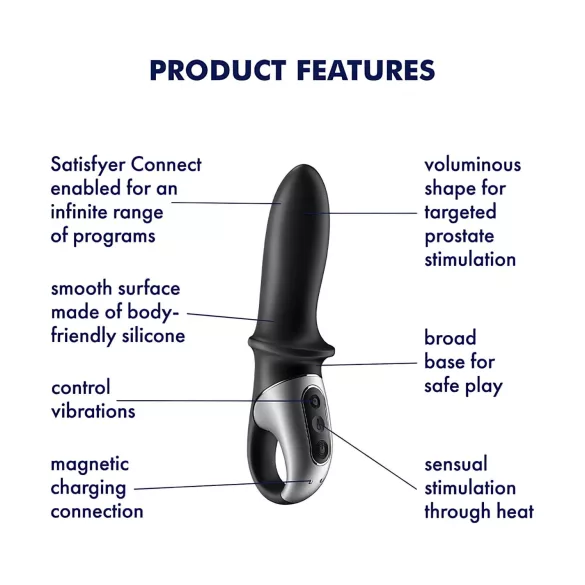 Satisfyer Hot Passion - vibrador anal con calor - negro