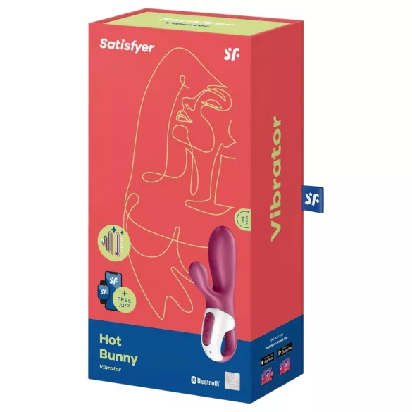 Satisfyer Hot Bunny - Vibrador con brazo para el clítoris con calefacción controlado por app (rojo)