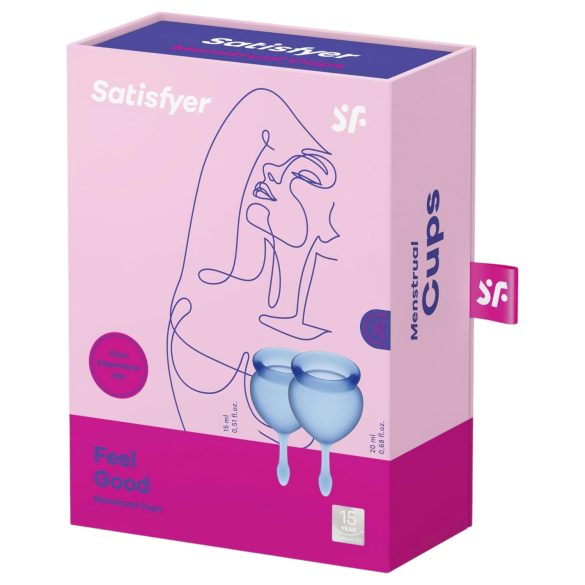 Satisfyer Feel Good - copa menstrual set - silicona azul - 2 unidades