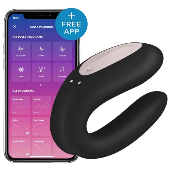Satisfyer Double Joy - vibrador doble inteligente e impermeable (negro)