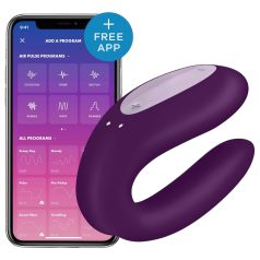   Satisfyer Double Joy - vibrador doble inteligente, resistente al agua (lila)