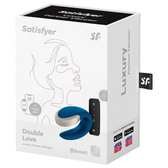 Satisfyer Double Love - vibrador para pareja con control app - silicona azul