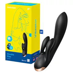   Satisfyer Double Flex - Vibrador con brazo para clítoris controlado por app (negro)