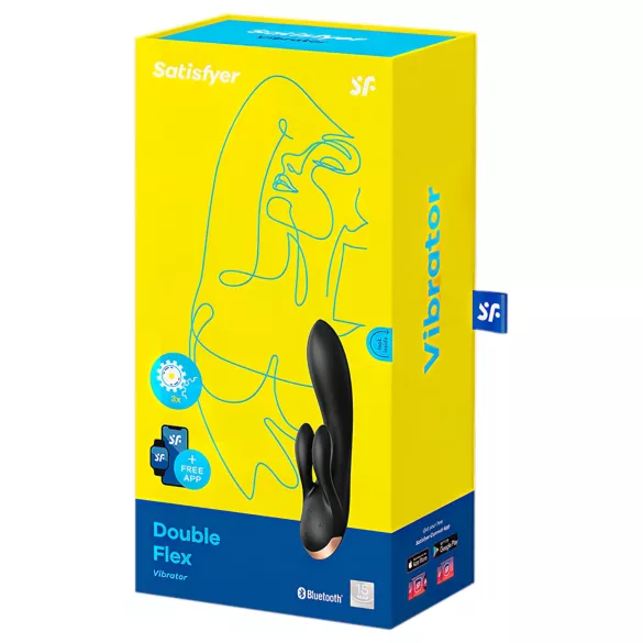 Satisfyer Double Flex - Vibrador con brazo para clítoris controlado por app (negro)