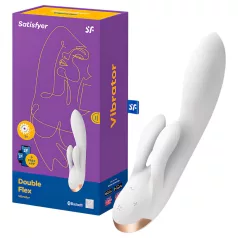   Satisfyer Double Flex - vibrador con brazo para el clítoris controlado por aplicación (blanco)