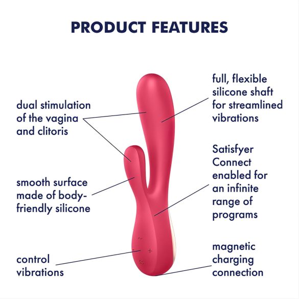 Satisfyer Mono Flex - vibrador inteligente impermeable - silicona - rojo