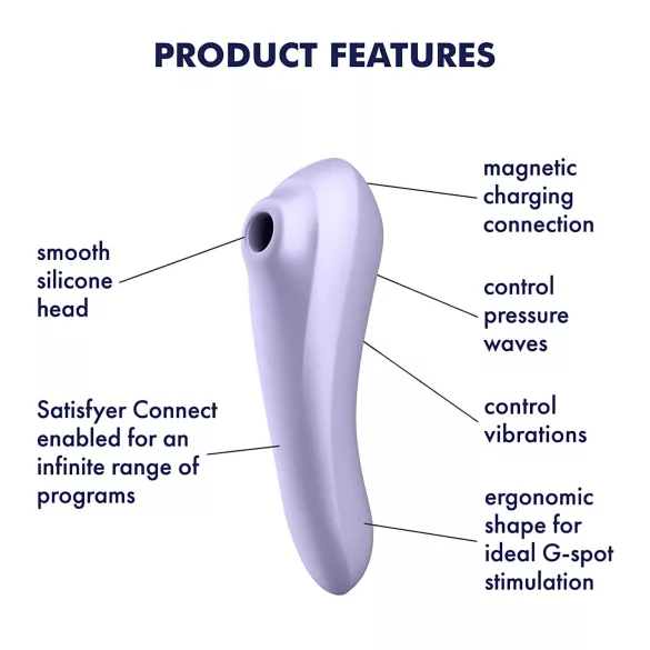 Satisfyer Dual Pleasure - succionador y vibrador 2 en 1 - silicona lila