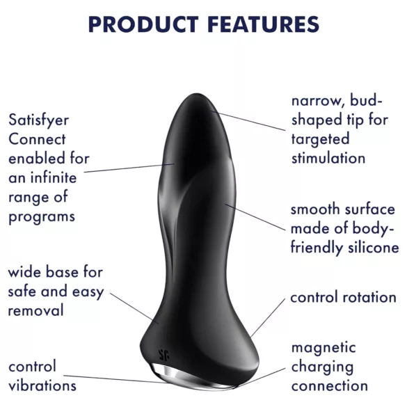 Satisfyer - plug anal vibrador con bolas - silicona negra