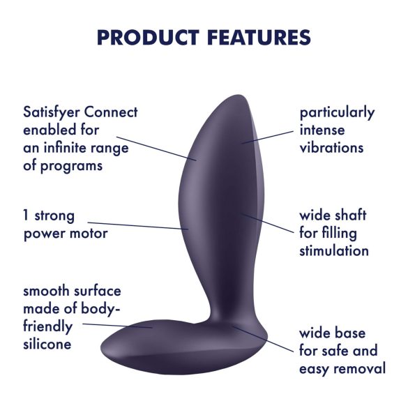 Satisfyer Power Plug - vibrador anal inteligente - silicona - lila
