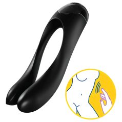   Satisfyer Candy Cane - vibrador recargable doble resistente al agua (negro)