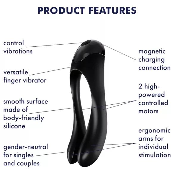 Satisfyer Candy Cane - vibrador doble recargable impermeable silicona negro