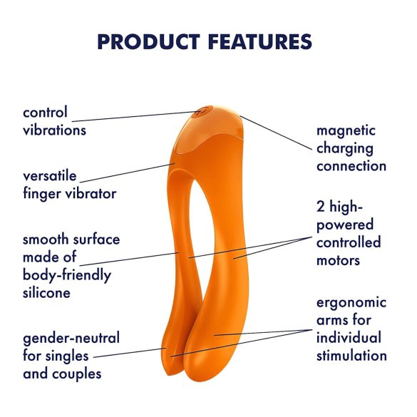 Satisfyer Candy Cane - vibrador recargable impermeable doble - color naranja