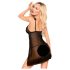 Penthouse After Sunset - Babydoll y tanga transparentes (negro) - L/XL