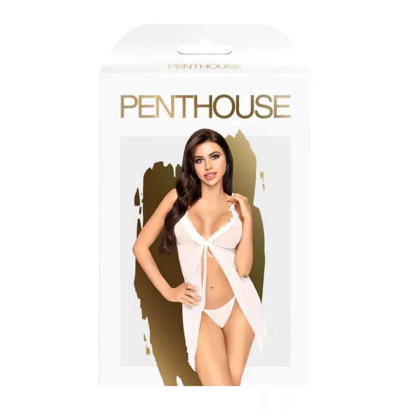 Penthouse After Sunset - babydoll transparente y tanga - blanco - M/L