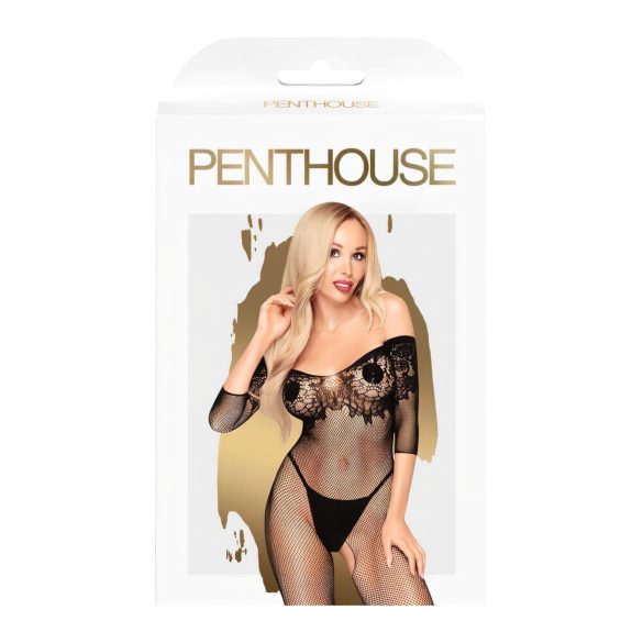 Penthouse High Profil - mono de encaje floral - negro