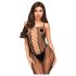 Penthouse Drop-Dead - mono de malla con rayas, sexy y abierto (negro)
